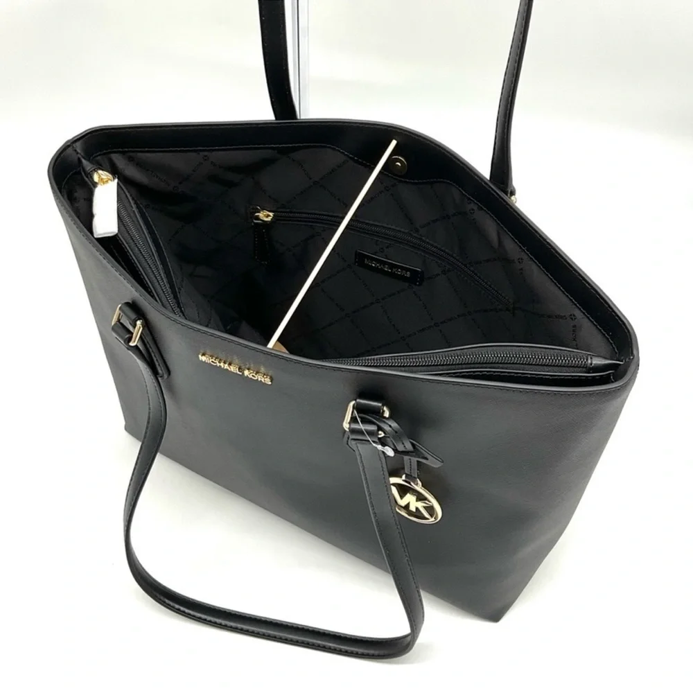 Michael Kors Bag Large Sheila Mf Tote Bag & Large Trifold Wallet Black/Gold